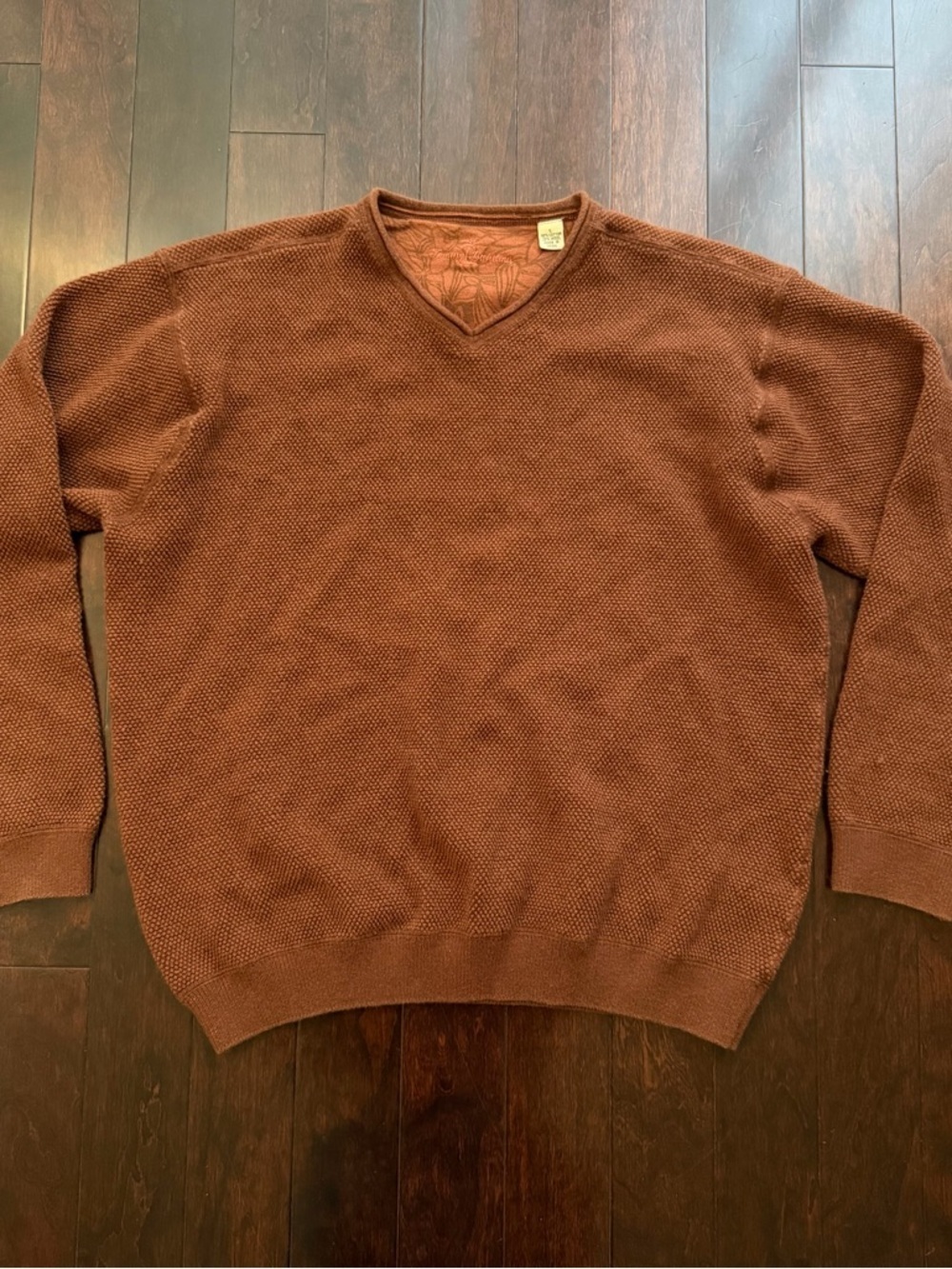 Tommy Bahama Men's Sweater Size L Wool Cotton Pullover V Neck Brown